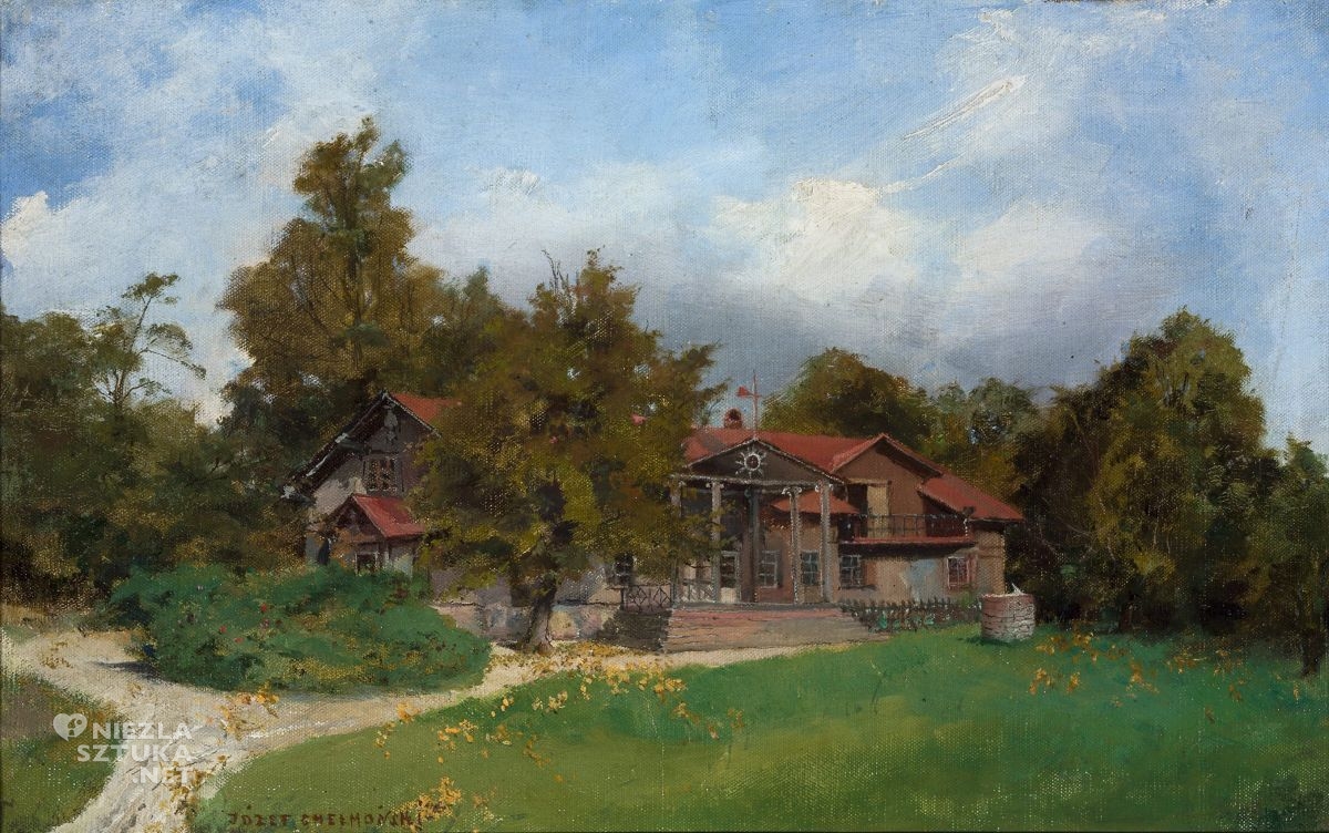 Józef Chełmoński, Willa w ogrodzie, Kuklówka, dworek w Kuklówce, sztuka polska, malarstwo polskie, Muzeum Narodowe w Warszawie, Niezła sztuka