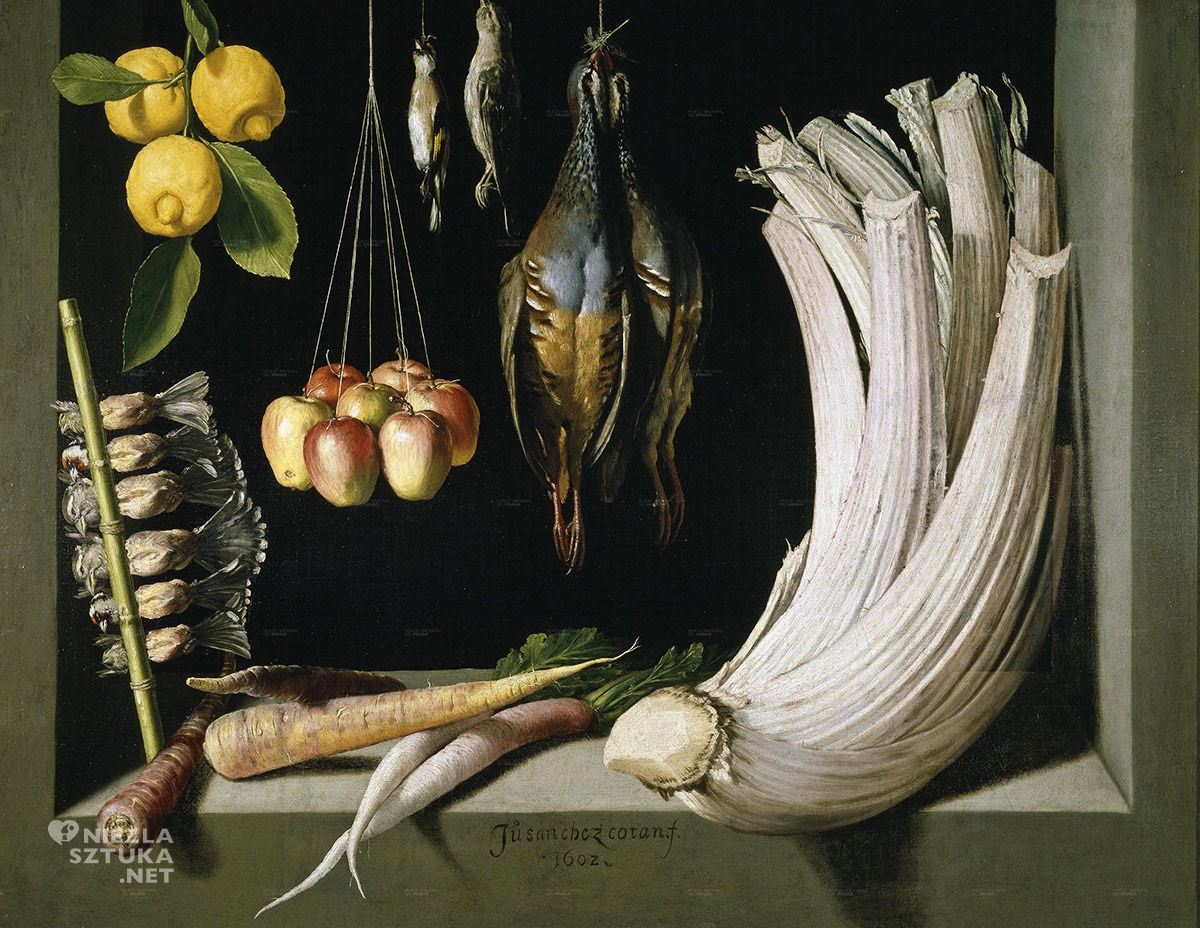 Juan Sanchez Cotan, martwa natura, martwa natura z warzywami, barok, hiszpański malarz, malarstwo hiszpańskie sztuka hiszpańska, Niezła sztuka