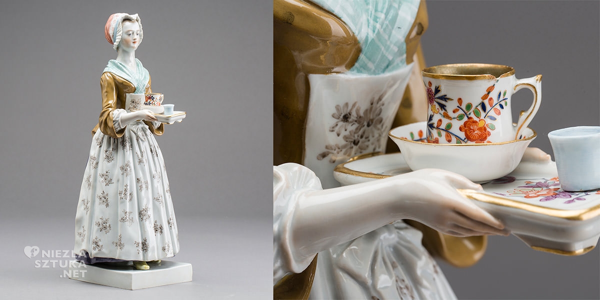 misnia figurka, XVIII wiek, czekoladziarka, Niezła sztuka