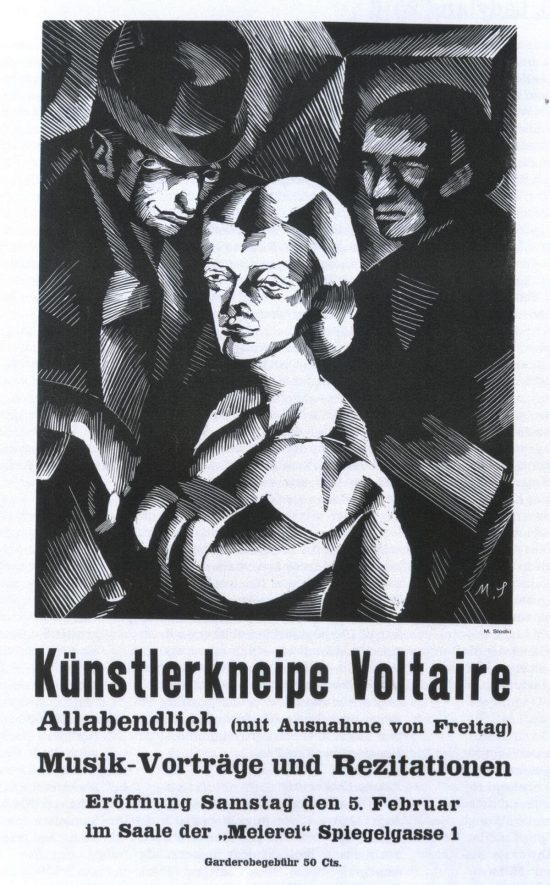 Marcel Słodki, plakat pierwszej wystawy dadaistów w Zurychu, dadaizm, niezła sztuka