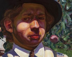 Andrzej Pronaszko, Autoportret na tle sadu, sztuka polska, sztuka współczesna, Niezła Sztuka