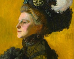 Józef Mehoffer, Portret żony artysty Jadwigi na żółtym tle, muzy artystów, sztuka polska, portret, kobieta w malarstwie polskim, Niezła sztuka