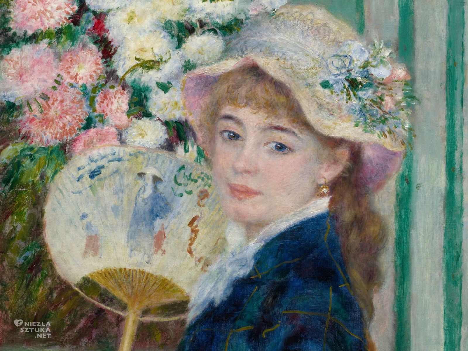 Auguste Renoir, Dziewczyna z wachlarzem, detal, impresjonizm, sztuka francuska, Niezła Sztuka