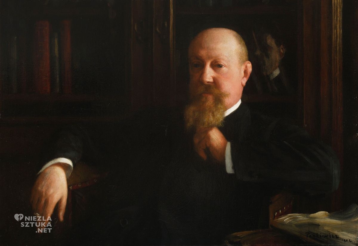 ózef Pankiewicz, Portret Adama Maksymiliana Oderfelda, obraz w obrazie, sztuka polska, portret, olej, płótno, niezła sztuka