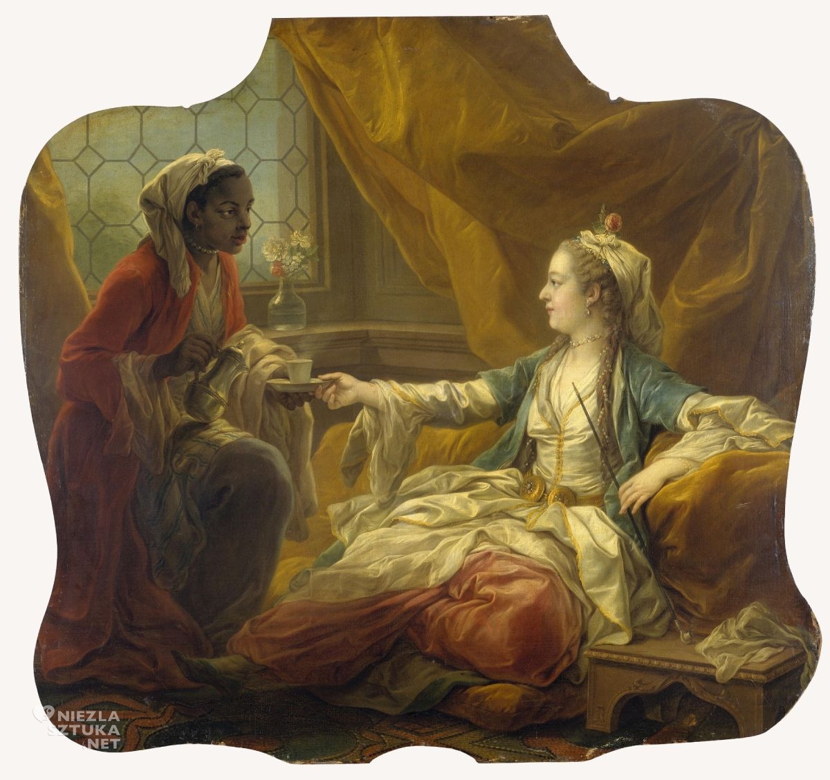 Van loo, Sułtanka pijąca kawę, malarstwo, kawa, sztuka francuska, niezła sztuka