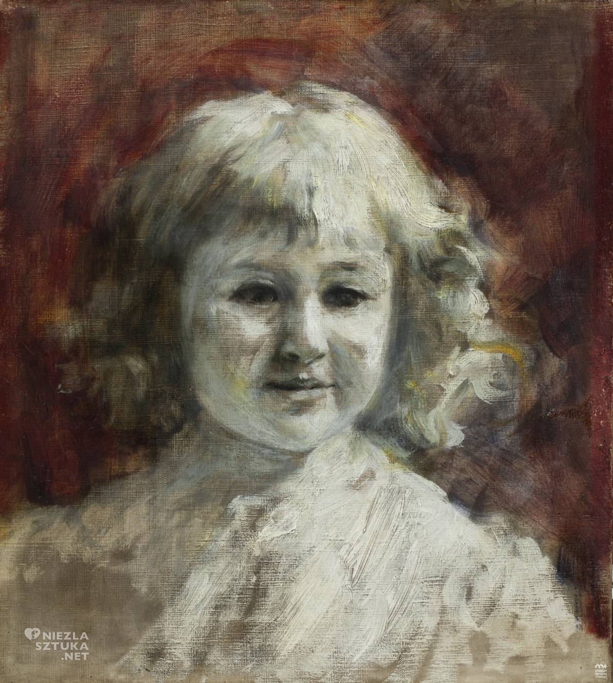 Władysław Podkowiński, Portret dziewczynki (szkic), malarstwo polskie, sztuka polska, Józefa Oderfeldówna, Józefa Oderfeld, Józia Oderfeldówna, Józefa Oderfeld, Niezła Sztuka